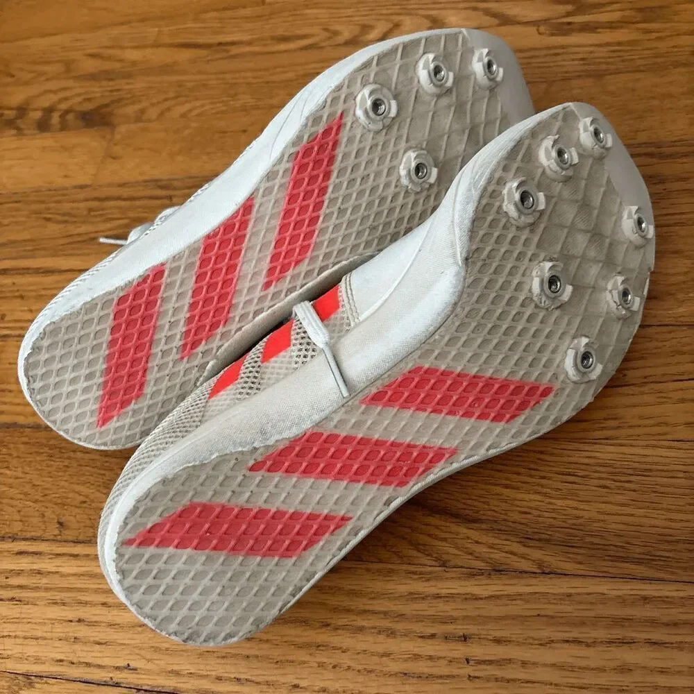 Adidas Mens 11 Track Cleats lace up white pink